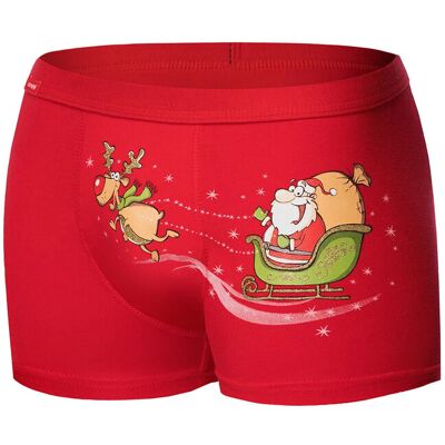 Pánské boxerky Santa's sleigh 007/67 červené - Cornette XXL Pánské boxerky Santa's sleigh 007/67 červené - Cornette XXL