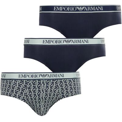 Giorgio Armani Pánské slipy 3Pack 112132 4R717 tm. modré se zelenou - Emporio Armani L Giorgio Armani Pánské slipy 3Pack 112132 4R717 tm. modré se zelenou - Emporio Armani L