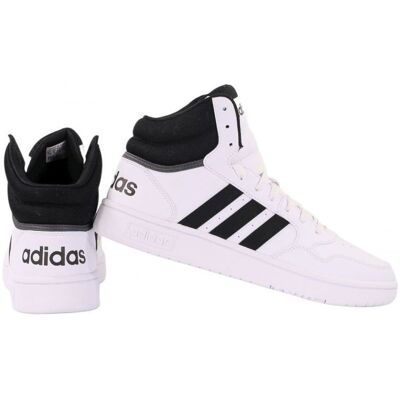Pánské sportovní boty Hoops 3.0 Mid M GW3019 Bílá s černou - Adidas bílá-černá 44 2/3 Pánské sportovní boty Hoops 3.0 Mid M GW3019 Bílá s černou - Adidas bílá-černá 44 2/3