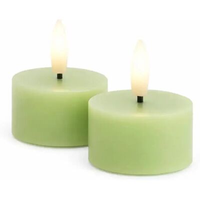 SIRIUS Sada LED čajové svíčky na baterie Sille Tealight, Ø 4,5 × 2,2 cm, jarní zelená, z pravého vosku, balení 2 ks SIRIUS Sada LED čajové svíčky na baterie Sille Tealight, Ø 4,5 × 2,2 cm, jarní zelená, z pravého vosku, balení 2 ks