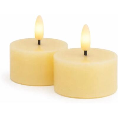 SIRIUS Sada LED čajové svíčky na baterie Sille Tealight, Ø 6 × 3,4 cm, světle žlutá, z pravého vosku, 2 kusy SIRIUS Sada LED čajové svíčky na baterie Sille Tealight, Ø 6 × 3,4 cm, světle žlutá, z pravého vosku, 2 kusy