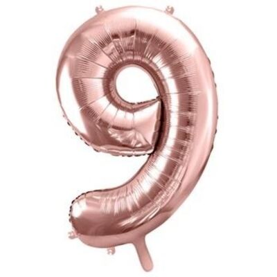 Party Deco Foliová číslice - rose gold 9 - 86 cm Party Deco Foliová číslice - rose gold 9 - 86 cm