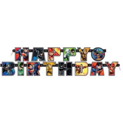 Unique Narozeninový nápis Liga Spravedlnosti Happy Birthday 182 cm Unique Narozeninový nápis Liga Spravedlnosti Happy Birthday 182 cm