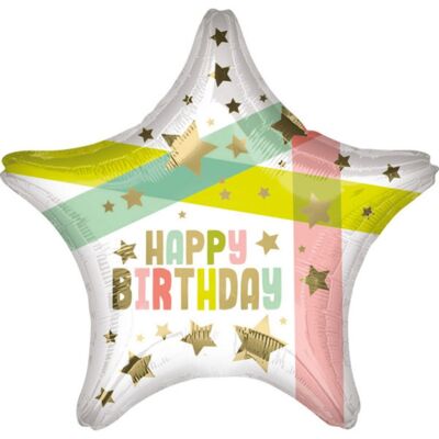 Anagram Foliový balonek hvězda - Happy Birthday s hvězdičkami 50 cm Anagram Foliový balonek hvězda - Happy Birthday s hvězdičkami 50 cm