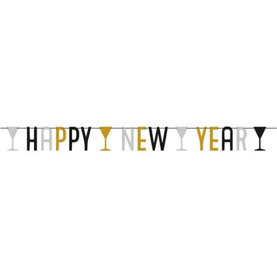 Amscan - Riethmüller Party nápis Happy New Year - Golden Wishes 180 x 15 cm Amscan - Riethmüller Party nápis Happy New Year - Golden Wishes 180 x 15 cm