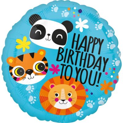 Anagram Foliový balonek - Tygřík, lev a panda Happy Birthday - 45 cm Anagram Foliový balonek - Tygřík, lev a panda Happy Birthday - 45 cm