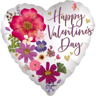 Anagram Foliový balonek srdce s květy - Happy Valentine's Day 43 cm Anagram Foliový balonek srdce s květy - Happy Valentine's Day 43 cm