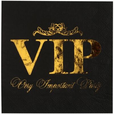 Santex Papírové ubrousky VIP – černé se zlatým potiskem, 33 x 33 cm, 10 ks Santex Papírové ubrousky VIP – černé se zlatým potiskem, 33 x 33 cm, 10 ks