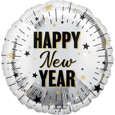 Anagram Foliový balonek kulatý Happy New Year - Elegant 45 cm Anagram Foliový balonek kulatý Happy New Year - Elegant 45 cm