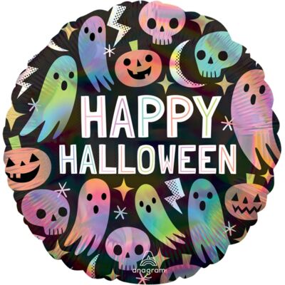 Anagram Foliový balonek holografický - duchové Happy Halloween - 43 cm Anagram Foliový balonek holografický - duchové Happy Halloween - 43 cm