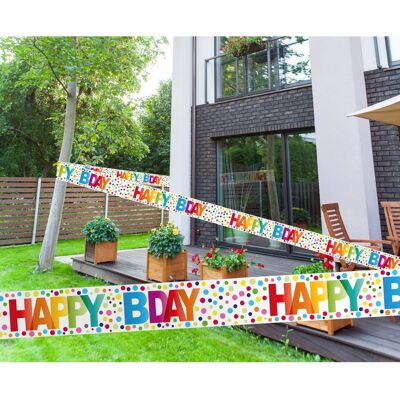 Folat Výstražná páska Happy Birthday - Barevné puntíky 15 m Folat Výstražná páska Happy Birthday - Barevné puntíky 15 m