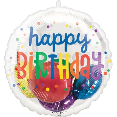 Anagram Jumbo plněný balónek Happy Birthday barevný, 50 cm Anagram Jumbo plněný balónek Happy Birthday barevný, 50 cm