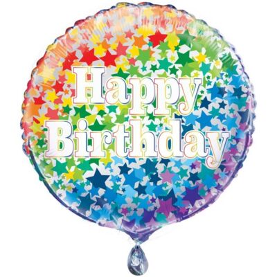 Unique Foliový balonek Happy Birthday Rainbow Stars, 45 cm Unique Foliový balonek Happy Birthday Rainbow Stars, 45 cm
