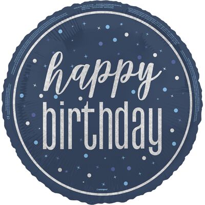 Unique Foliový balonek Happy Birthday Blue Glitz, 45 cm Unique Foliový balonek Happy Birthday Blue Glitz, 45 cm