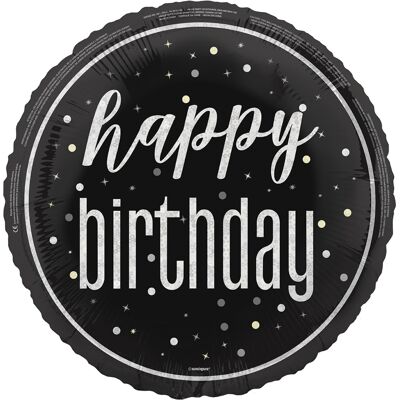 Unique Foliový balonek Happy Birthday Black Glitz, 45 cm Unique Foliový balonek Happy Birthday Black Glitz, 45 cm