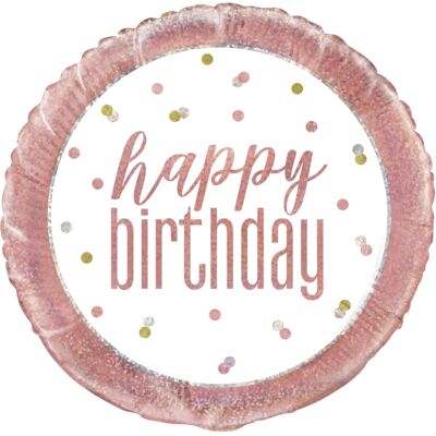 Unique Foliový balonek Happy Birthday Rose Gold Glitz, 45 cm Unique Foliový balonek Happy Birthday Rose Gold Glitz, 45 cm