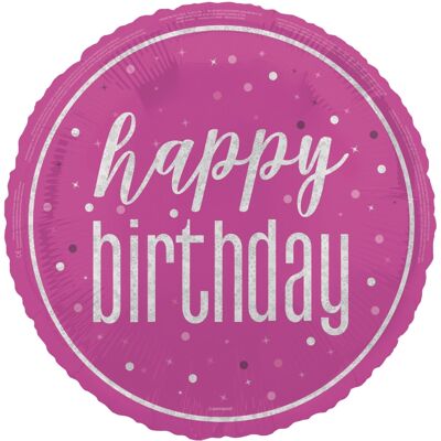 Unique Foliový balonek Happy Birthday Pink Glitz, 45 cm Unique Foliový balonek Happy Birthday Pink Glitz, 45 cm