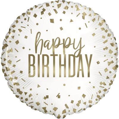 Unique Foliový balonek Happy Birthday Gold Confetti, 45 cm Unique Foliový balonek Happy Birthday Gold Confetti, 45 cm
