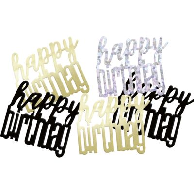 Unique Narozeninové konfety Happy Birthday, černá, zlatá a stříbrná 14g Unique Narozeninové konfety Happy Birthday, černá, zlatá a stříbrná 14g