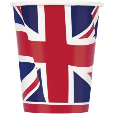 Unique Papírové kelímky Britská vlajka 266 ml – 8 ks Unique Papírové kelímky Britská vlajka 266 ml – 8 ks