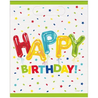 Unique Dárkové tašky Happy Birthday s balónky 22 × 18 cm – 8 ks Unique Dárkové tašky Happy Birthday s balónky 22 × 18 cm – 8 ks