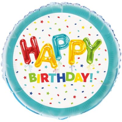 Unique Fóliový balónek Happy Birthday s balónky 45 cm Unique Fóliový balónek Happy Birthday s balónky 45 cm