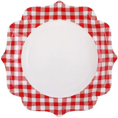 Santex Papírové talíře červenobílé kostkované – venkovský styl, 21 cm, 10 ks Santex Papírové talíře červenobílé kostkované – venkovský styl, 21 cm, 10 ks
