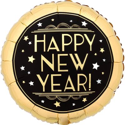 Anagram Fóliový balonek Happy New Year černo-zlatý 43 cm Anagram Fóliový balonek Happy New Year černo-zlatý 43 cm