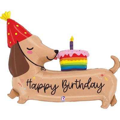 Grabo Balloons Fóliový balonek Jezevčík s dortem – Happy Birthday Dachshund 94×67 cm Grabo Balloons Fóliový balonek Jezevčík s dortem – Happy Birthday Dachshund 94×67 cm