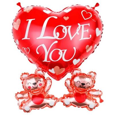 Godan Fóliový balonek srdce I Love You s medvídky – 48 cm Godan Fóliový balonek srdce I Love You s medvídky – 48 cm