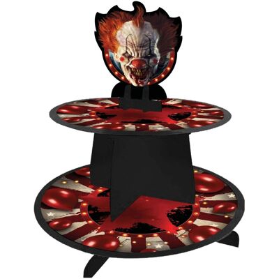 Fiestas Guirca Třípatrový stojan na muffiny Strašidelný cirkus – klaun, 40 x 30 cm Fiestas Guirca Třípatrový stojan na muffiny Strašidelný cirkus – klaun, 40 x 30 cm