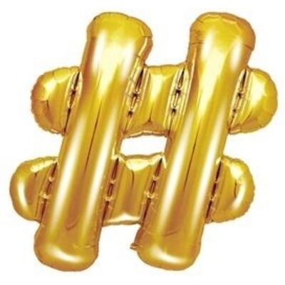 Party Deco Foliový symbol Hashtag zlatý 35 cm Party Deco Foliový symbol Hashtag zlatý 35 cm