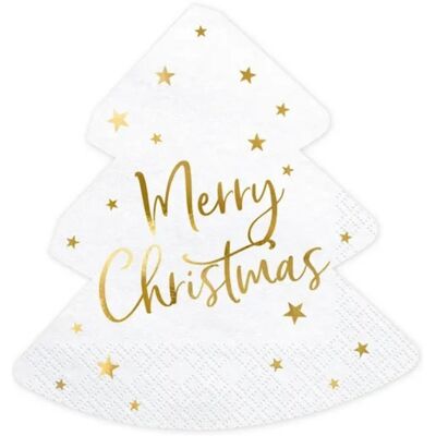 Party Deco Papírové ubrousky ve tvaru stromečku Merry Christmas 20 ks - 16 x 16,5 cm Party Deco Papírové ubrousky ve tvaru stromečku Merry Christmas 20 ks - 16 x 16,5 cm