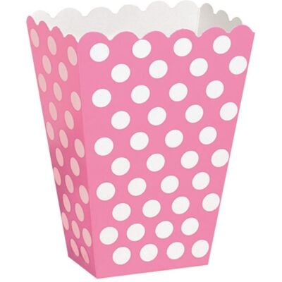 Unique Tmavě růžové krabičky na popcorn s puntíky, 8 ks Unique Tmavě růžové krabičky na popcorn s puntíky, 8 ks