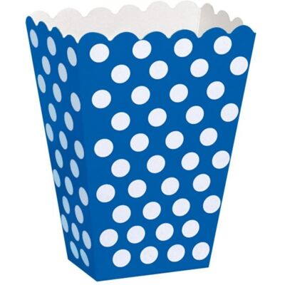 Unique Modré krabičky na popcorn s puntíky, 8 ks Unique Modré krabičky na popcorn s puntíky, 8 ks