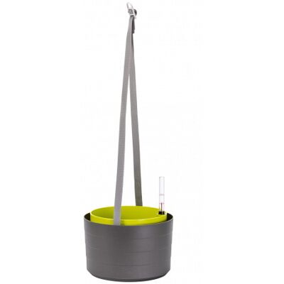Plastia Samozavlažovací závěsný květináč Berberis 30 cm, antracit / zelená Plastia Samozavlažovací závěsný květináč Berberis 30 cm, antracit / zelená
