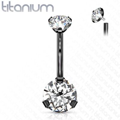 Černý piercing do pupíku vnitřní závit, zirkon - TITAN Černý piercing do pupíku vnitřní závit, zirkon - TITAN
