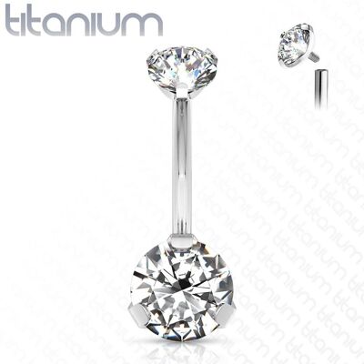 Piercing do pupíku vnitřní závit, zirkon - TITAN (čirá) Piercing do pupíku vnitřní závit, zirkon - TITAN (čirá)