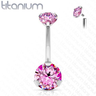 Piercing do pupíku vnitřní závit, zirkon - TITAN (růžová) Piercing do pupíku vnitřní závit, zirkon - TITAN (růžová)
