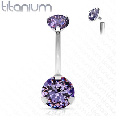 Piercing do pupíku vnitřní závit, zirkon - TITAN (fialová) Piercing do pupíku vnitřní závit, zirkon - TITAN (fialová)