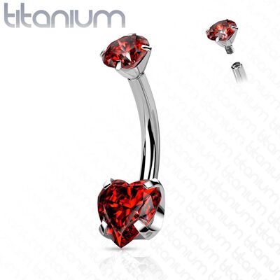 Piercing do pupíku srdíčko - TITAN (červená) Piercing do pupíku srdíčko - TITAN (červená)