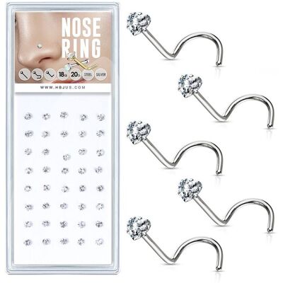 S4U Sada 40ti piercingů do nosu, 3mm zirkon S4U Sada 40ti piercingů do nosu, 3mm zirkon
