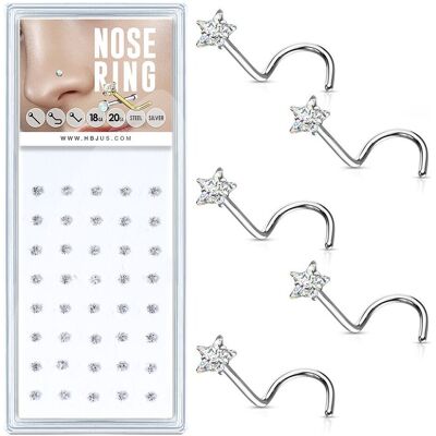S4U Sada 40ti piercingů do nosu, 3mm zirkon S4U Sada 40ti piercingů do nosu, 3mm zirkon