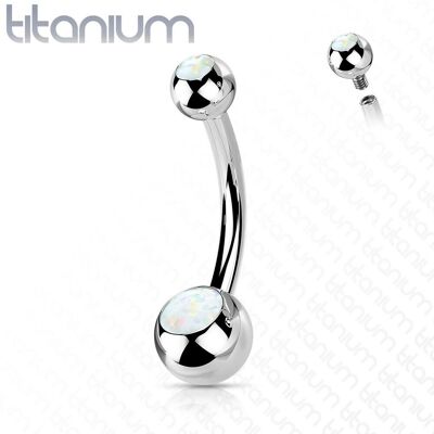 Piercing do pupíku banánek - TITAN, opál (bílá) Piercing do pupíku banánek - TITAN, opál (bílá)