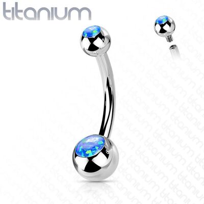 Piercing do pupíku banánek - TITAN, opál (modrá) Piercing do pupíku banánek - TITAN, opál (modrá)