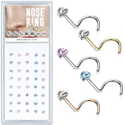 S4U Sada 40ti piercingů do nosu, 3mm zirkon S4U Sada 40ti piercingů do nosu, 3mm zirkon