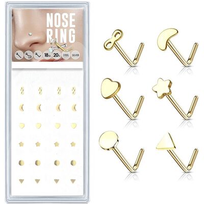 S4U Sada 24 zlacených piercingů do nosu S4U Sada 24 zlacených piercingů do nosu