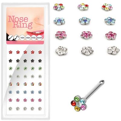 S4U Sada 40ti piercingů do nosu, 4mm kytička, tl. 0,8 mm S4U Sada 40ti piercingů do nosu, 4mm kytička, tl. 0,8 mm