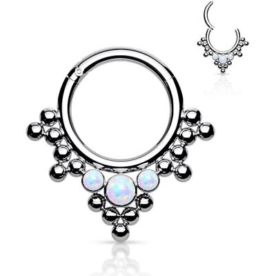 Piercing segment kruh TITAN, bílý opál, 1,2 x 8 mm Piercing segment kruh TITAN, bílý opál, 1,2 x 8 mm