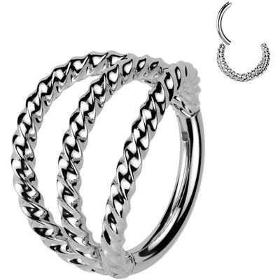 Trojitý segment kruh kroucený - helix / cartilage / tragus piercing (1,2 x 10 mm) Trojitý segment kruh kroucený - helix / cartilage / tragus piercing (1,2 x 10 mm)